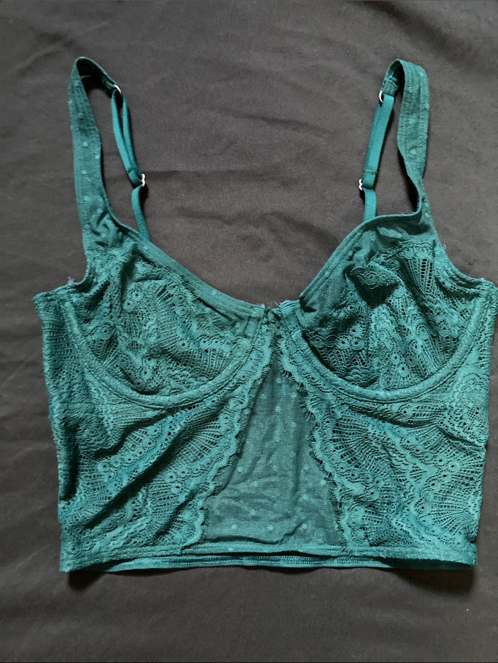 Hollister Longline Bustier Bralette Gilly Hicks Sheer Green Lace Corset Bra Top